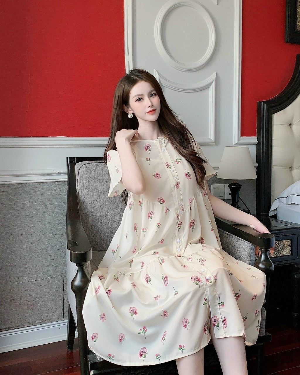 Váy suông dành cho bà bầu chất len ấm áp mùa đông (cổ cài cúc) mẫu B30 |  Shopee Việt Nam